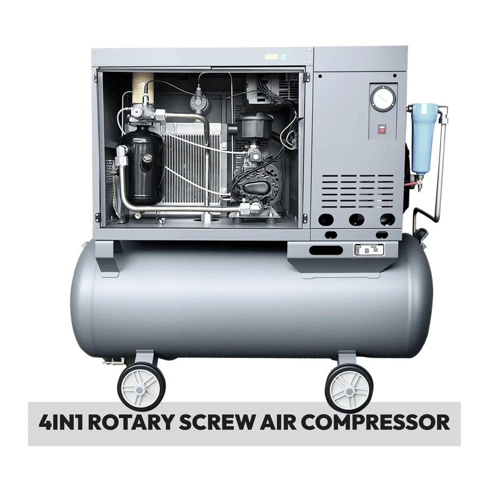 Compresor de aire de tornillo rotativo 230 V/60 Hz 1 Ph 10 HP 125 psi con secador de aire y tanque de 60 galones Foto 4 de 4