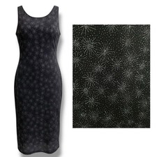 Vintage Maxi Dress Classic Sleeveless Sparkling Silver Fireworks Black Silver XL