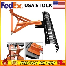 ❇️5FT Landscape Rake for Tractor 3 Point Rock Rake Fit Cat 1 Cat 2 Heavy Duty 