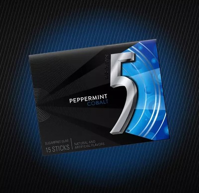 Five 5 Gum Peppermint Cobalt Sugar free Gum, 15 Piece (10 Pack)