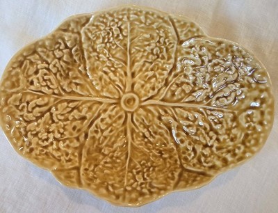 Bordallo Pinheiro Yellow Gold Cabbage Oval Dish Bowl Made In Portugal