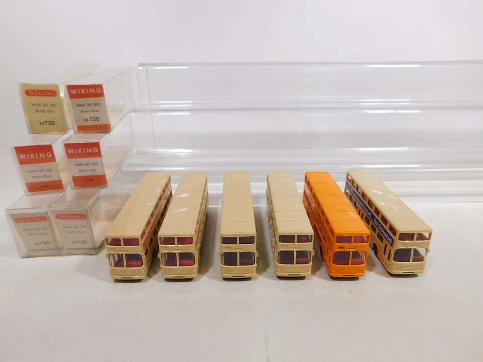 6x Wiking H0 1:87 730 Berlino Autobus MAN SD 200: Novapax Ecc Mint+Box #DG87-0,5 - Immagine 4 di 4