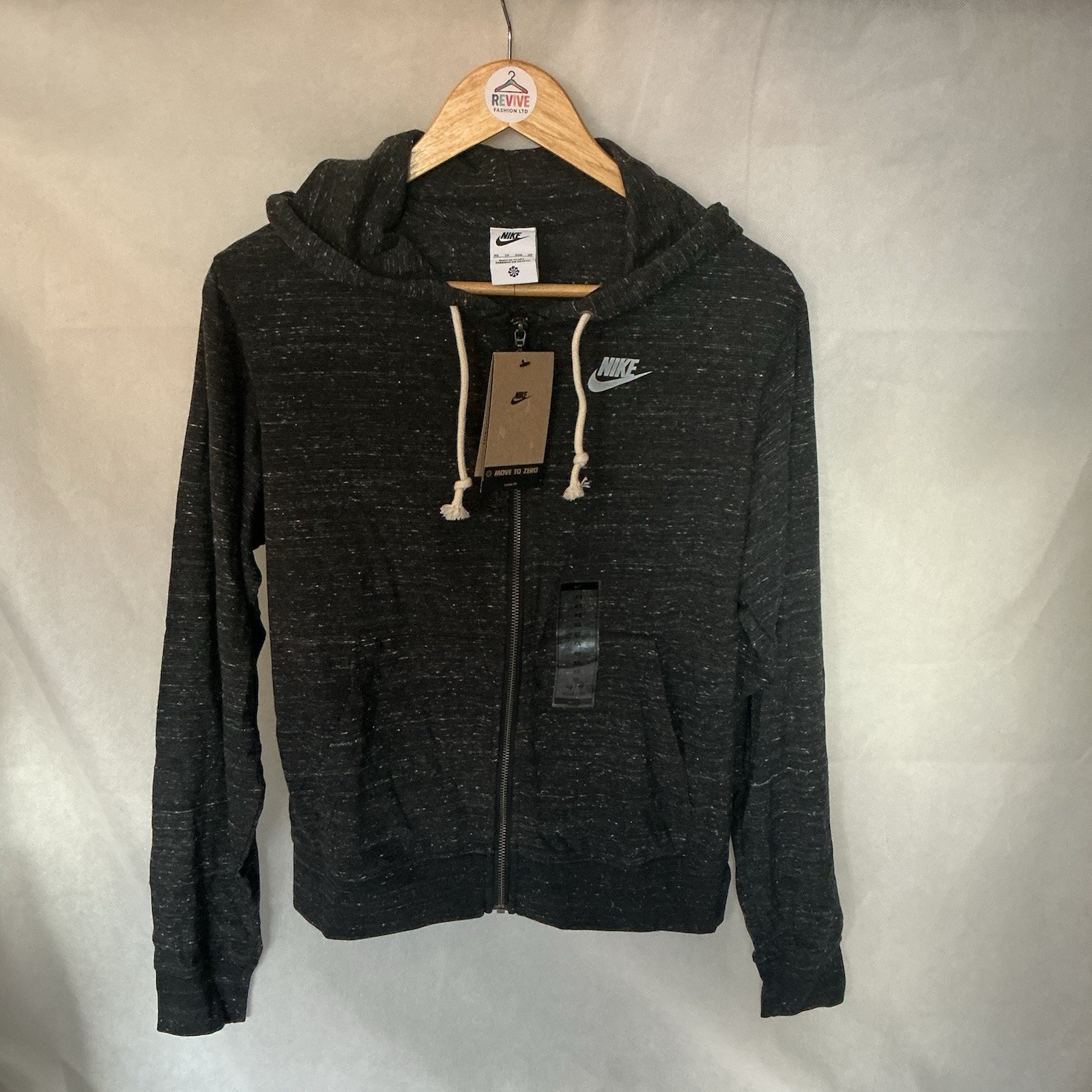 Nike Black White Full Zip Hoodie XS Men Women New Tags Gym Casual Relax BNWT image 2