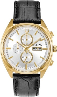 Bulova Herren Armbanduhr 97C108 Herrenuhr Edelstahl Leder 42mm B-WARE