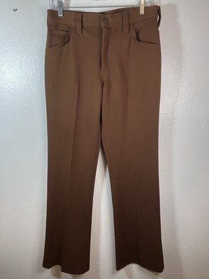 VTG Lee Rancher Pants Mens 29x30 Brown Bootcut Polyester Cowboy Ranchwear