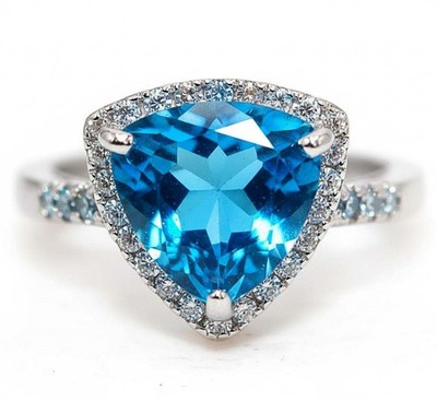 2 kt wärmebehandelter Blautopas 925 massiv Sterlingsilber Ring Schmuck Größe 6,7,8 ca9