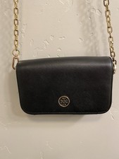 Tory Burch Robinson Black Saffiano Leather Mini Chain Handbag Beautiful Gift Box