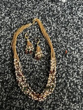 Asian Indian/Pakistani Crystal Moti Bridal Necklace  Jewelry Set