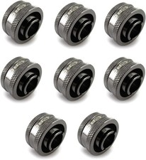 XSPC G1/4" to 1/2" ID x 3/4" OD Compression Fitting Black Chrome V2 - 8 Pack