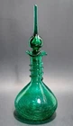 Blenko? Rainbow? Green Crackle Art Glass Decanter With Stopper MCM