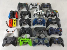 3rd Party Mixed Lot of 21 Game Controllers for PC, PS, Nintendo & Xbox For Parts