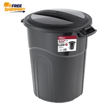 Hyper Tough 20 Gallon Heavy Duty Plastic Garbage Can, Included Lid, Black