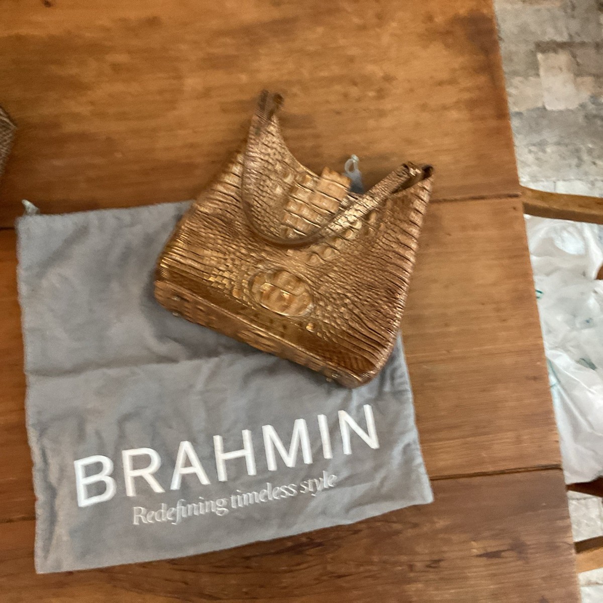 Brahmins Alligator Pattern Bronze Color Actually Shines Comes With Dust Bag View 5