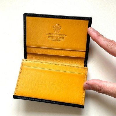 ETTINGER Business Card Holder Card Case  Yellow and Black Leather