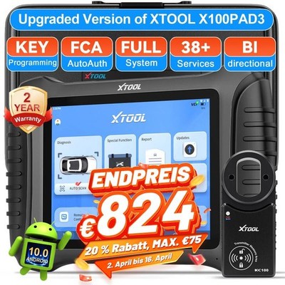 XTOOL X100 PAD3 V2.0 KFZ OBD2 Diagnosegerät Alle System IMMO Key Programmier FCA