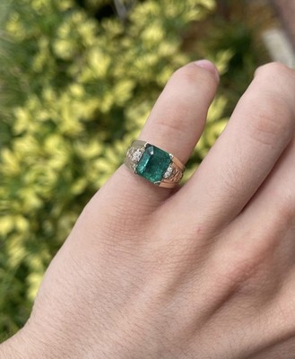 Natural Zambia Emerald Ring is 14k Engagement Emerald Gold Ring