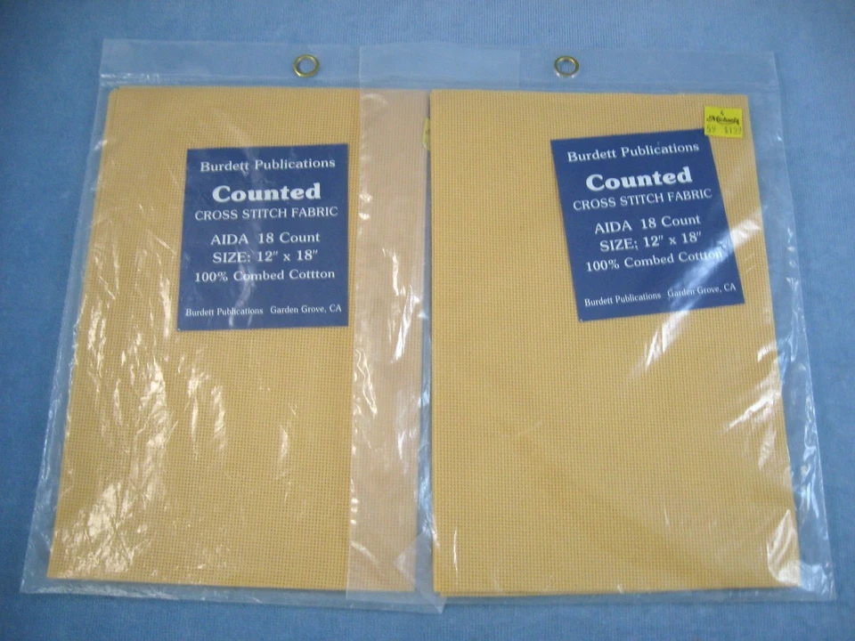 Cross Stitch Fabric-AIDA 18 count -100% Cotton 12" x 18"- 4 Packages NIP - Image 3 of 4