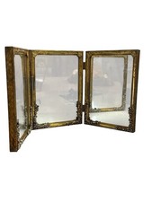 Vintage Vanity Tri-fold Mirror Ornate Gold Filigree Frame Tabletop Foldable Vintage Vanity Tri-fold Mirror Ornate Gold Filigree Frame Tabletop Foldable