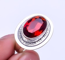 Red Garnet Gemstone 925 Sterling Silver Jewelry Handmade Ring s.10 Sku9