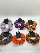 6 Pieces Halloween Hair Ties Elastics Hair Scrunchies Pumpkin Ghost Color NEW