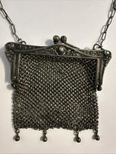 Antique German Silver Mesh Chain Woven Vintage Change Coin Purse