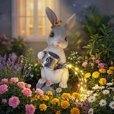 Unique Solar-Powered Rabbit Figurine - Ideal Easter Gift & Garden Decoration