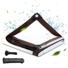 Clear Thicken Waterproof Tarp, 10 x 20 FT Rainproof Covering, Heavy Duty