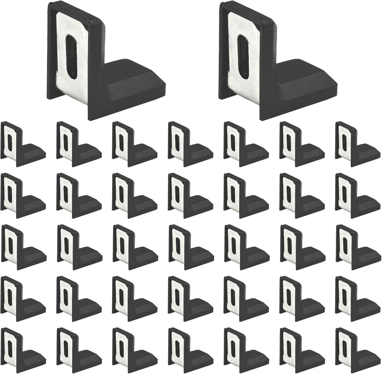 40 PCS L Shape Right Angle Corner Brackets,Shelf Bracket,Plastic Ourside Metal