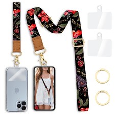 Cell Phone Lanyard Crossbody with Wrist Strap, Flower Lanyards for Around The...