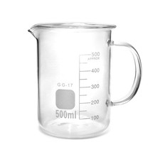 QWORK 500ml Beaker Mug with Handle, Borosilicate Glass 500 ml, 1 Pack 