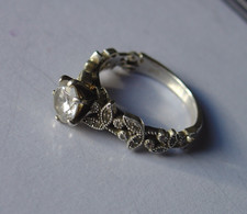 Vancaro CZ Leaf Cluster Sterling Silver Engagement Ring Size 9