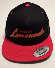 Angry Lemonade Hat Cap Snapback Baseball Black Red Logo Canvas Classics Yupoong
