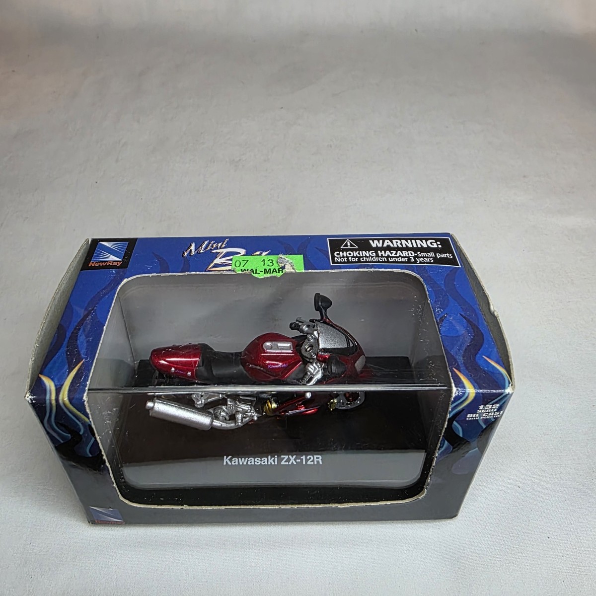 Kawasaki ZX-12R 1/32 Scale Mini Bike In A Display Case Red & Black