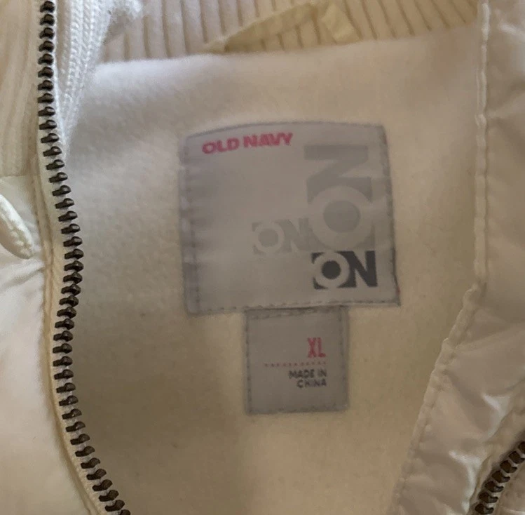 Old Navy Girls XL(14) White Puffer Vest, Fleece lined, zipper~pink deer on chest - Image 4 of 4