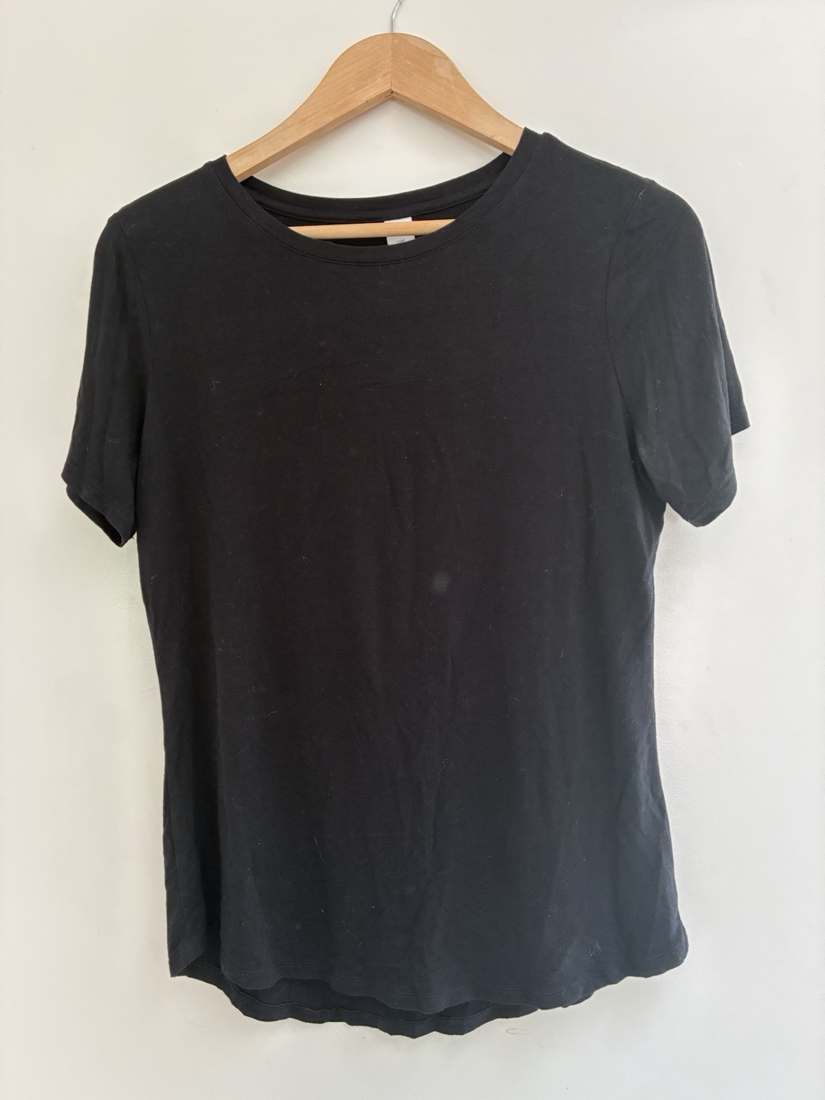 Old Navy Luxe Womens Solid Black Soft Sheer Rayon Crewneck Short Sleeve Shirt XS