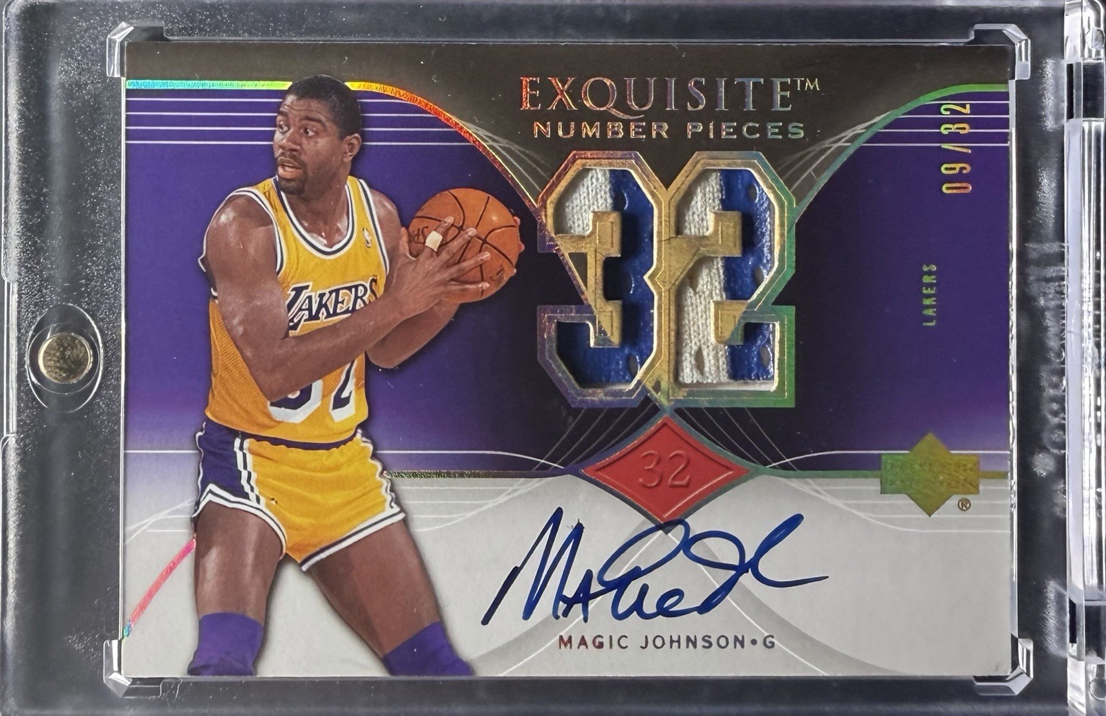 Magic Johnson 2006-07 Exquisite Number Pieces Patch Auto 9/32 #EN-MA