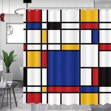 Abstract Geometric Shower Curtain Mondrian Bathroom Decor Geometric Art Shower C