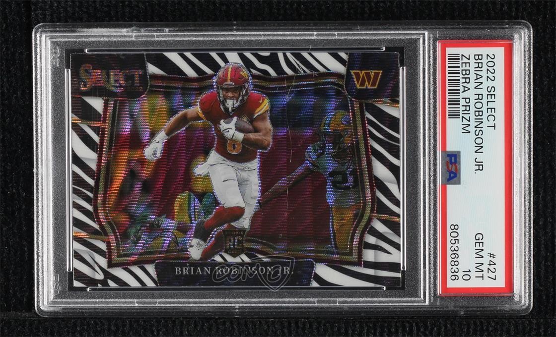 2022 Panini Select Field Level Zebra Prizm Brian Robinson Jr PSA 10 GEM MT v9t