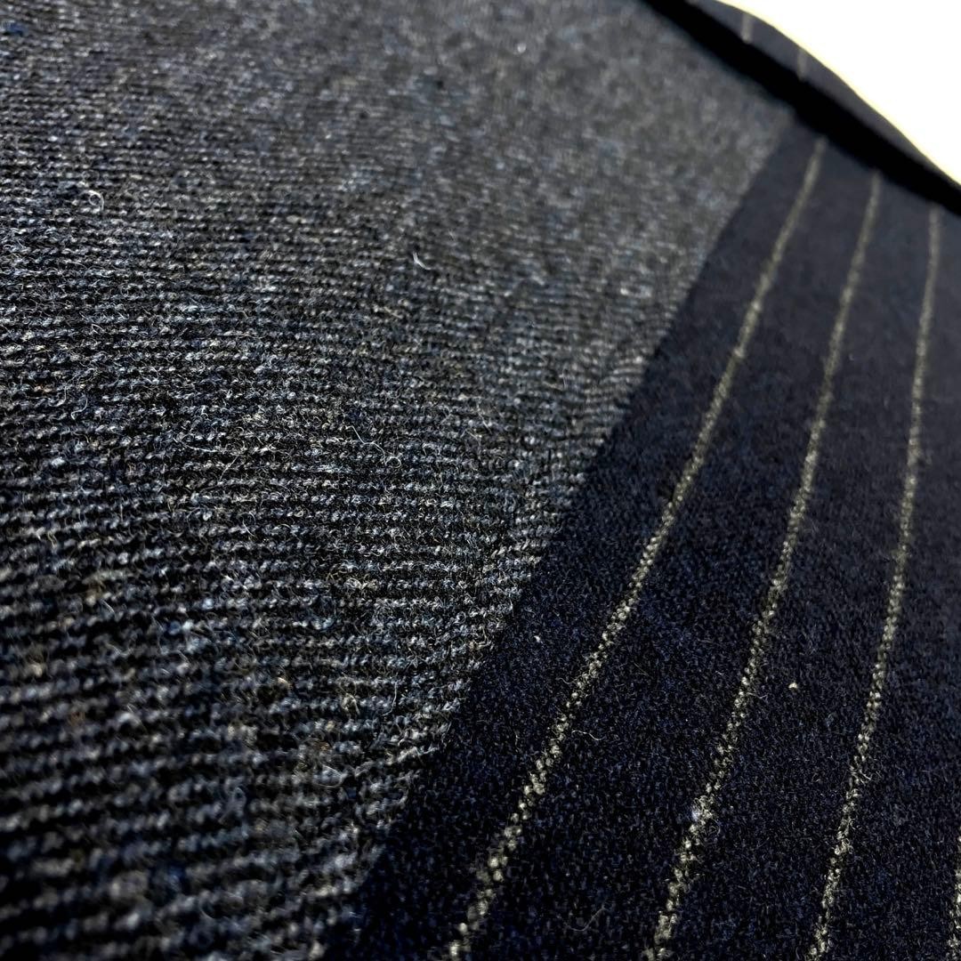 BEAMS Wool Tweed Patchwork Tailored Jacket M Navy… - image 11