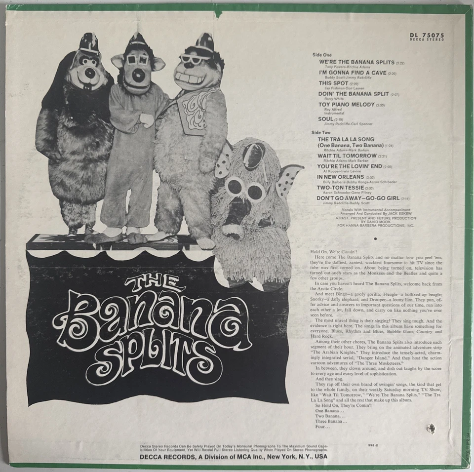 BANANA SPLITS WE’RE THE BANANA SPLITS VINYL LP DECCA USA 1968 NEAR MINT Foto 2 de 4