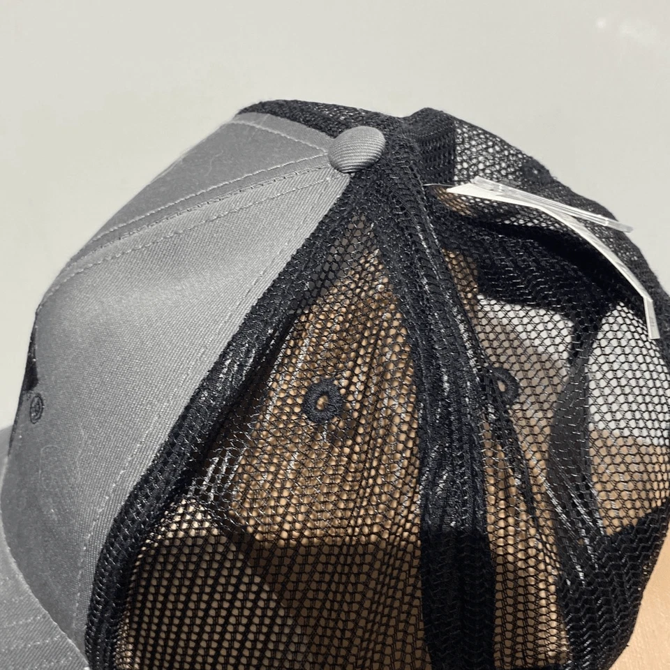 Gorra de camionero ajustable CAT gris y negra de 6 paneles bordada con cierre a presión para hombre nueva con etiquetas Foto 3 de 4