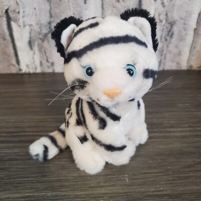 Milka Siberian Tiger Cub White Plush Baby 6'' Stuffed Animal,  Blue Eyes CUTE