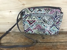 Sakroots Artist Circle Crossbody Slate Gray Paisley Floral EUC Coated Canvas