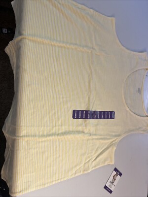 Lands' End Women's Cotton Tank Top - Soft Interlock Knit, Pale Yellow, Size 2X