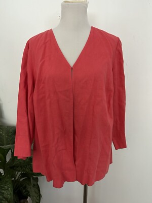 Casual Corner Annex 1X Coral Linen Blend Cardigan