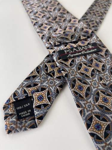 Jos. A. Bank Signature Tie Lot - 2 pack - 100% Silk Neckties - Silver Gold - EUC - Picture 5 of 7