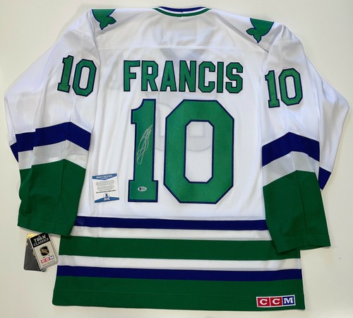 MAGLIA RON FRANCIS FIRMATA HARTFORD WHALERS CCM BECKETT COA LARGE - Foto 1 di 4