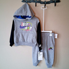 Nike Hoodie Jogger Set 2T Boys Gray Black Just Do It