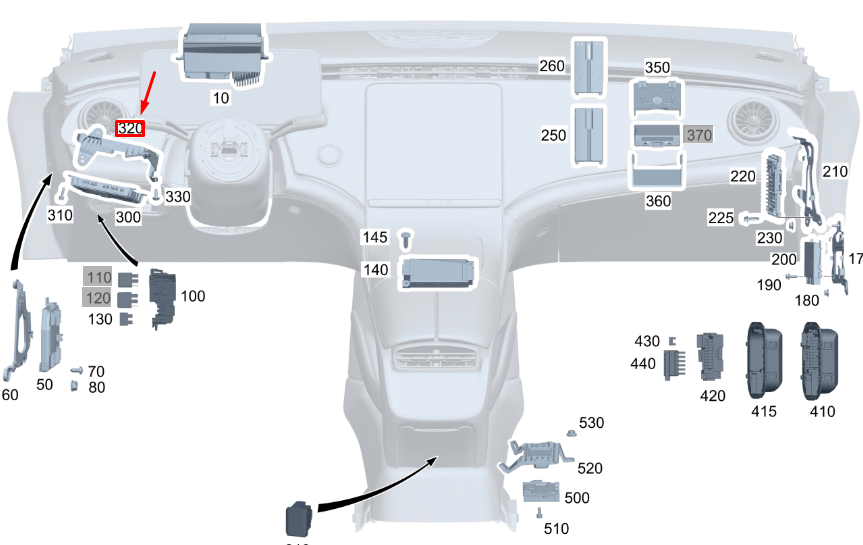 Support de commande du combiné d'instruments MB GLE W167 LHD A1675451400