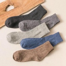 Men Winter Warm 5Pairs New Soft Sports Wool Cashmere Thick Casual Solid Socks